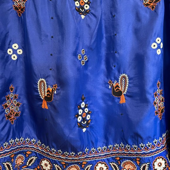 LITHE Anthropologie Embroidered Silk Peacock Boho Peasant Top - Picture 2 of 7